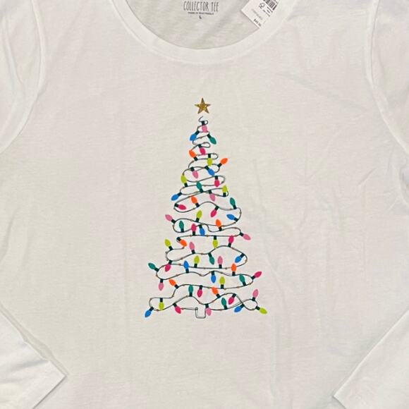 **NWT J. Crew White W/Christmas Tree Lights Graphic Tee - SIZE XL - Picture 5 of 9